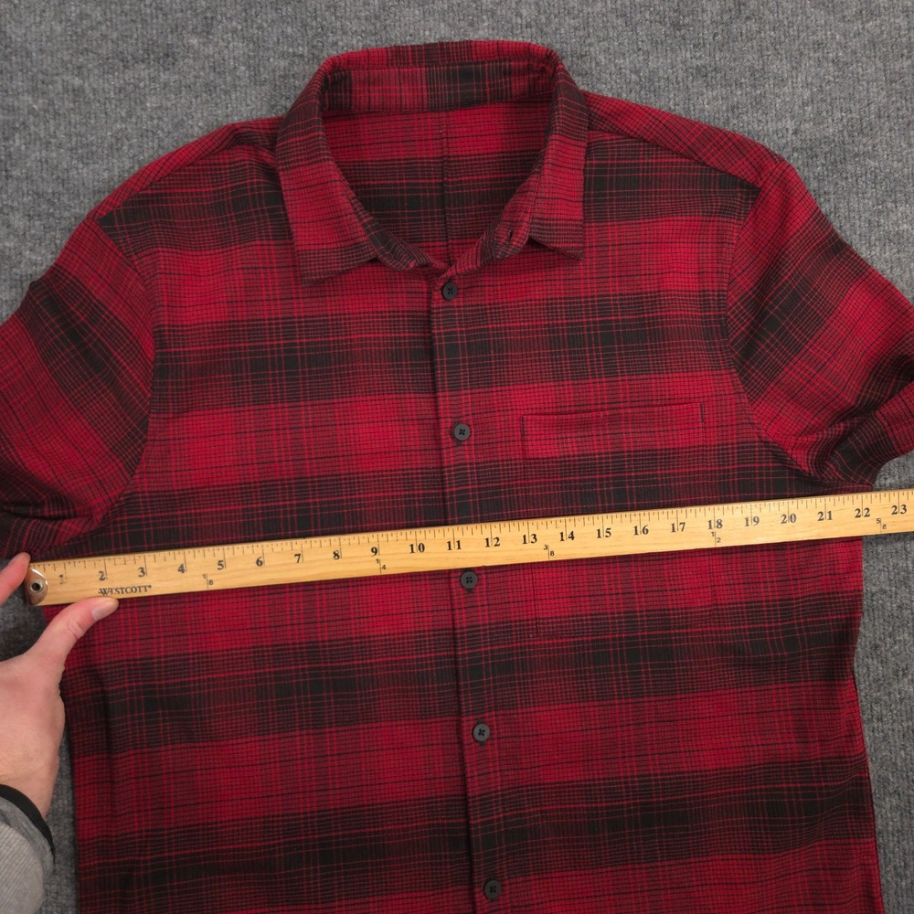 Lululemon Masons Peak Flannel Shirt Mens Large Red Black Long Sleeve Button Up - Picture 5 of 6